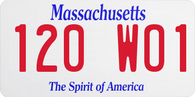 MA license plate 120WO1