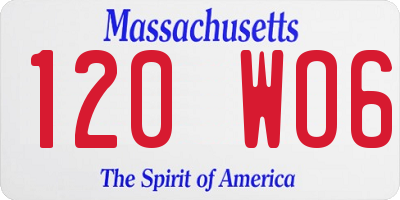 MA license plate 120WO6