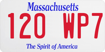MA license plate 120WP7