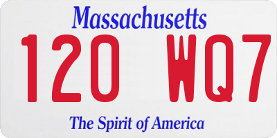 MA license plate 120WQ7