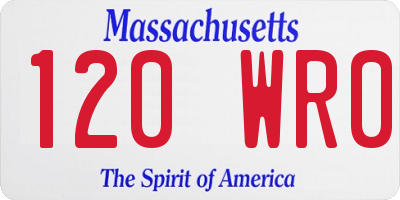 MA license plate 120WR0