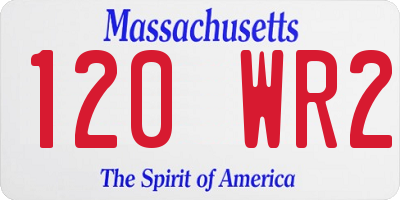 MA license plate 120WR2