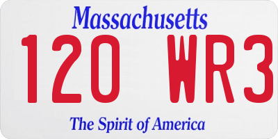 MA license plate 120WR3