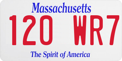 MA license plate 120WR7