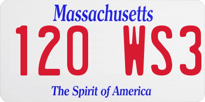 MA license plate 120WS3