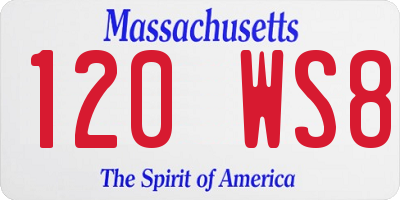 MA license plate 120WS8