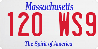 MA license plate 120WS9