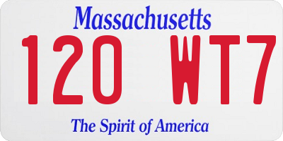 MA license plate 120WT7