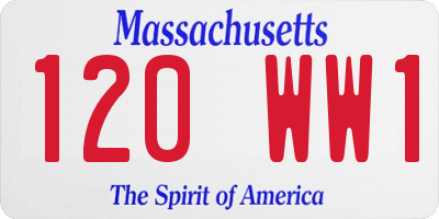 MA license plate 120WW1