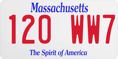 MA license plate 120WW7