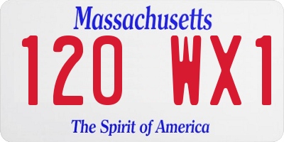 MA license plate 120WX1