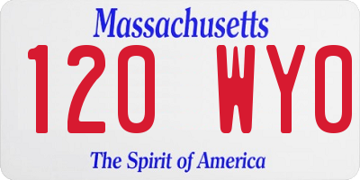 MA license plate 120WY0
