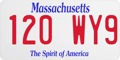 MA license plate 120WY9
