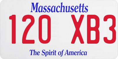 MA license plate 120XB3