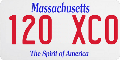 MA license plate 120XC0