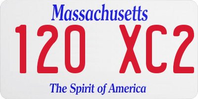 MA license plate 120XC2