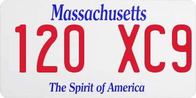 MA license plate 120XC9