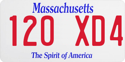 MA license plate 120XD4