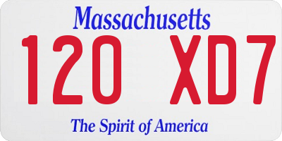 MA license plate 120XD7
