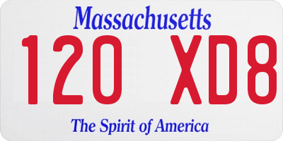MA license plate 120XD8