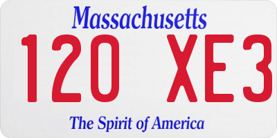 MA license plate 120XE3