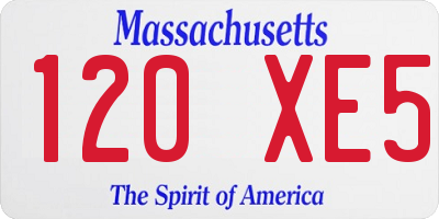 MA license plate 120XE5