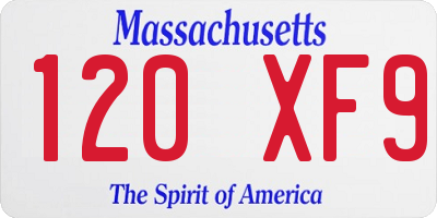 MA license plate 120XF9