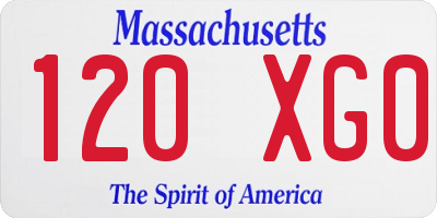MA license plate 120XG0
