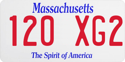 MA license plate 120XG2