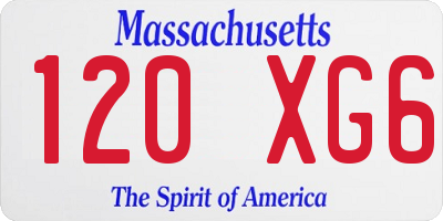 MA license plate 120XG6