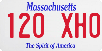 MA license plate 120XH0