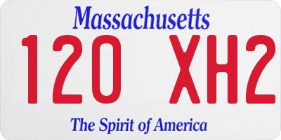 MA license plate 120XH2
