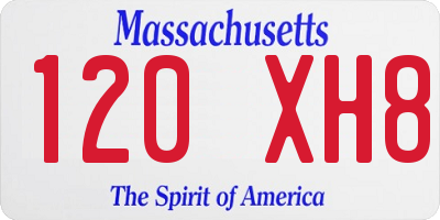 MA license plate 120XH8