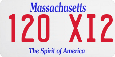 MA license plate 120XI2