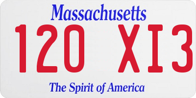 MA license plate 120XI3