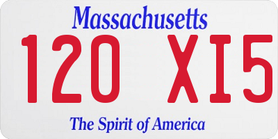 MA license plate 120XI5