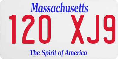 MA license plate 120XJ9