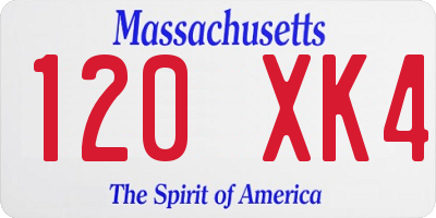 MA license plate 120XK4