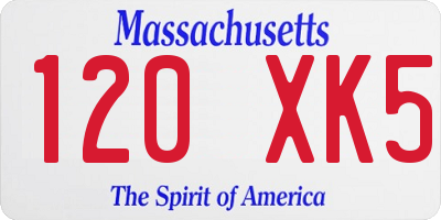 MA license plate 120XK5