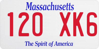 MA license plate 120XK6
