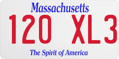 MA license plate 120XL3