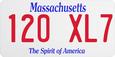 MA license plate 120XL7