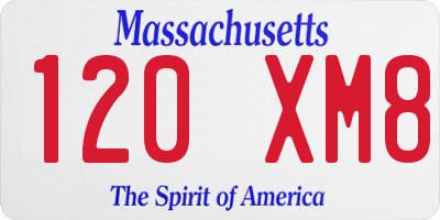 MA license plate 120XM8