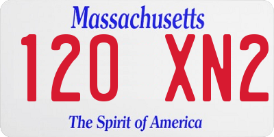 MA license plate 120XN2