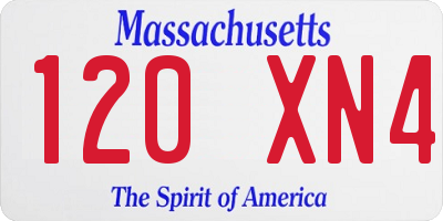 MA license plate 120XN4