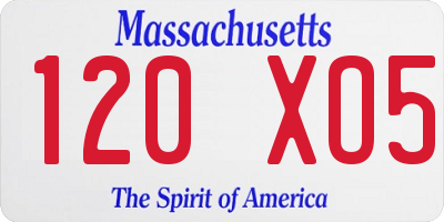 MA license plate 120XO5