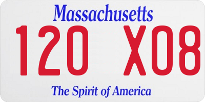 MA license plate 120XO8