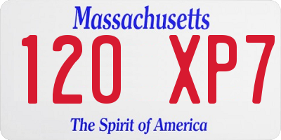 MA license plate 120XP7