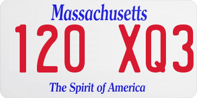 MA license plate 120XQ3