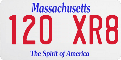 MA license plate 120XR8